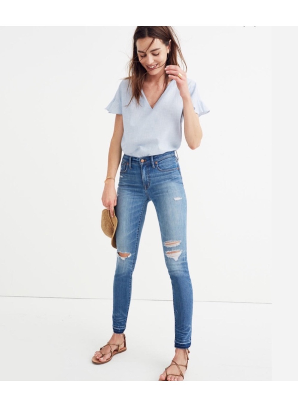 Madewell 9 inch Skinny Distressed Blue Jeans Size 31